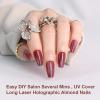 imagePolychromeampampair Press On Nails Athena  Medium Coffin Chrome Gold Foil French Tips Press On Nails  15 Sizes Glossy Sparkly False Nails  Reusable Fake Nails with Glue On Nails Kit  Salon QualityStarlight Ruby