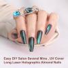 imagePolychromeampampair Press On Nails Athena  Medium Coffin Chrome Gold Foil French Tips Press On Nails  15 Sizes Glossy Sparkly False Nails  Reusable Fake Nails with Glue On Nails Kit  Salon QualityAurora Borealis
