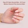 imagePolychromeampampair Press On Nails Mechanical Heart  Short Almond Velvet Pink Silver French Tips Press On Nails  15 Sizes Opaque False Nails  Reusable Fake Nails with Glue On Nails Kit  Salon QualityHolo Rose
