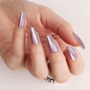 imagePolychromeampampair Press On Nails Amethyst Violet  Medium Coffin Metallic Purple Press On Nails  15 Sizes Sparkly Glossy Opaque False Nails  Reusable Fake Nails with Glue On Nails Kit  Salon QualityAmethyst grey violet