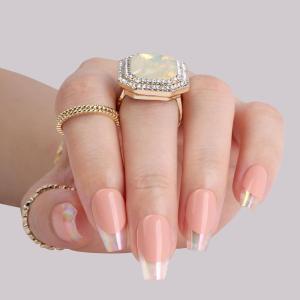 imagePolychromeampampair Press On Nails Athena  Medium Coffin Chrome Gold Foil French Tips Press On Nails  15 Sizes Glossy Sparkly False Nails  Reusable Fake Nails with Glue On Nails Kit  Salon QualityHolo Rose