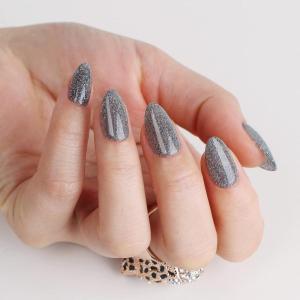 imagePolychromeampampair Press On Nails Galaxy  Short Almond Sparkly Black Press On Nails  15 Sizes Metallic Shimmer SemiTransparent False Nails  Reusable Fake Nails with Glue On Nails Kit  Salon QualityGalaxy