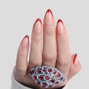 imagePolychromeampampair Press On Nails Mechanical Heart  Short Almond Velvet Pink Silver French Tips Press On Nails  15 Sizes Opaque False Nails  Reusable Fake Nails with Glue On Nails Kit  Salon QualityRed High Heels