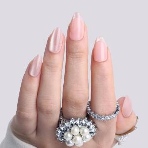 imagePolychromeampampair Press On Nails Mechanical Heart  Short Almond Velvet Pink Silver French Tips Press On Nails  15 Sizes Opaque False Nails  Reusable Fake Nails with Glue On Nails Kit  Salon QualityEnchanted Reverie