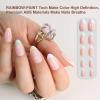 imagePolychromeampampair Press On Nails Medium Almond ABS Natural Fit Fake Nails with Jelly Glue Reusable Manicure Glue On Nail Tip False Nails for Woman and Girl UV Gel Cover Glossy Nail 15Sizes 30PCSRainbow