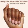 imagePolychromeampampair Press On Nails Medium Squoval ABS Natural Fit Fake Nails with Jelly Glue Reusable Manicure Glue On Nails Women and Girls False Nails UV Gel Cover Glossy 15Sizes 30PCSGlossy Light Pink